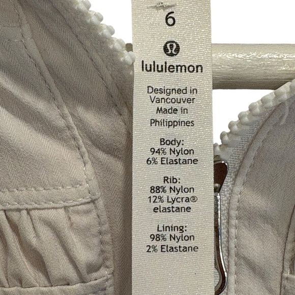 Lululemon Womens Stride Hooded White Jacket Ruched Detail Size 6 - Picture 8 of 8